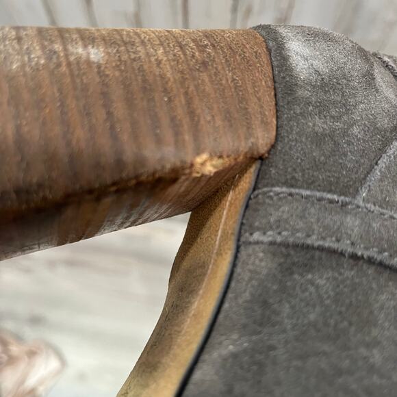 Joe's Jeans Cassia Ankle Boots Blocked Heel Dark Gray Suede Open Toe sz 9.5 - Picture 7 of 9